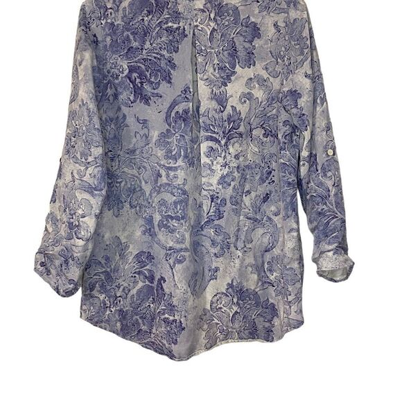Soft Surroundings Sardinia Floral Blue Tencel Top - Picture 3 of 7